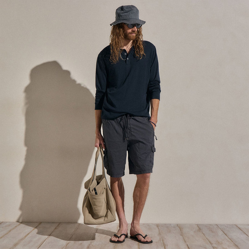 Cotton Cashmere Long Sleeve Henley in Blue Noir | James Perse Los Angeles