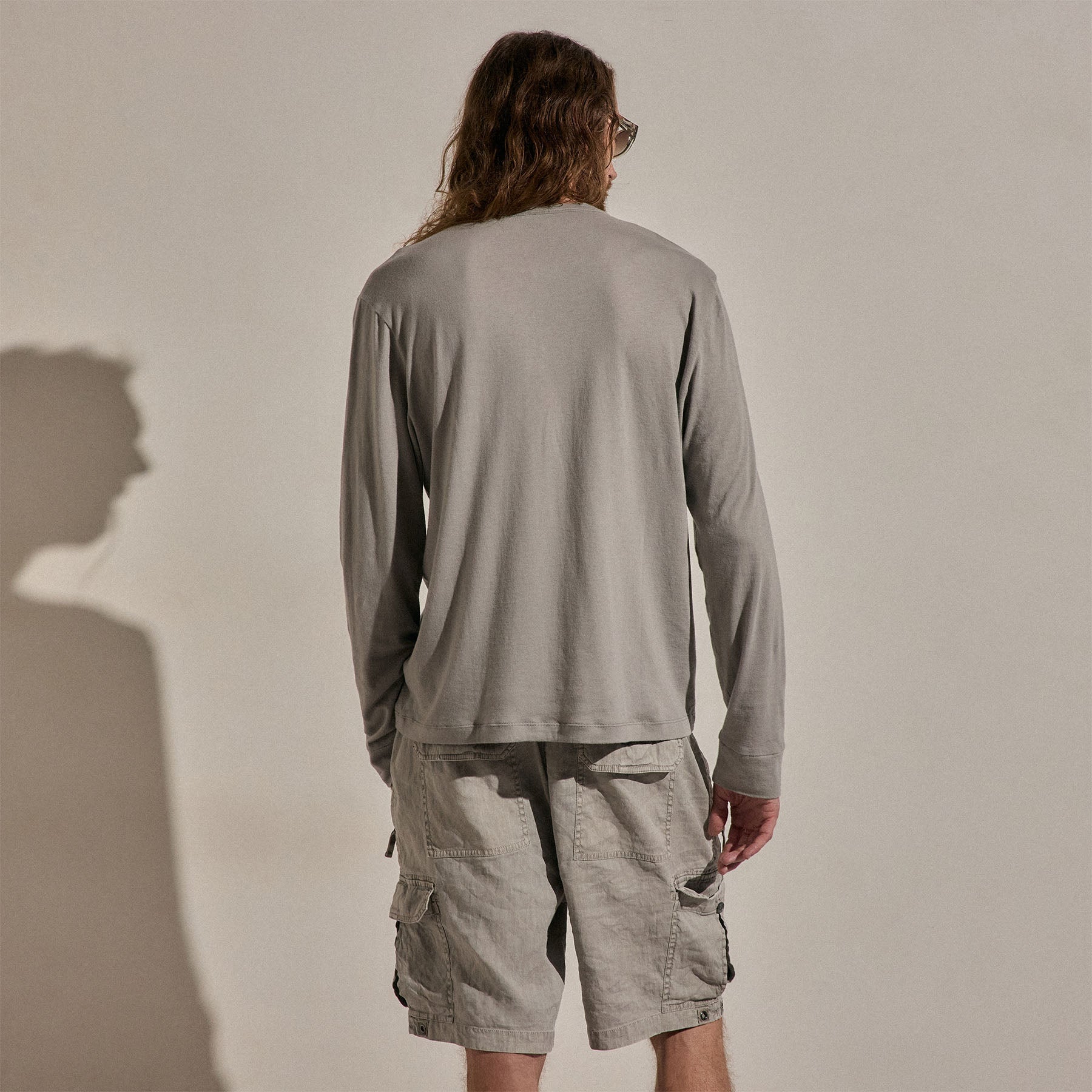 Cotton Cashmere Long Sleeve Henley in Fog | James Perse Los Angeles
