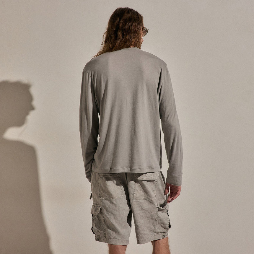 Cotton Cashmere Long Sleeve Henley in Fog | James Perse Los Angeles
