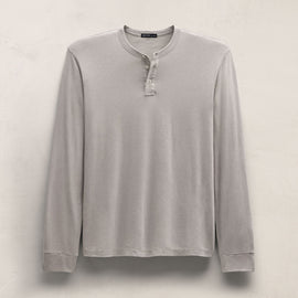 Cotton Cashmere Long Sleeve Henley in Fog | James Perse Los Angeles