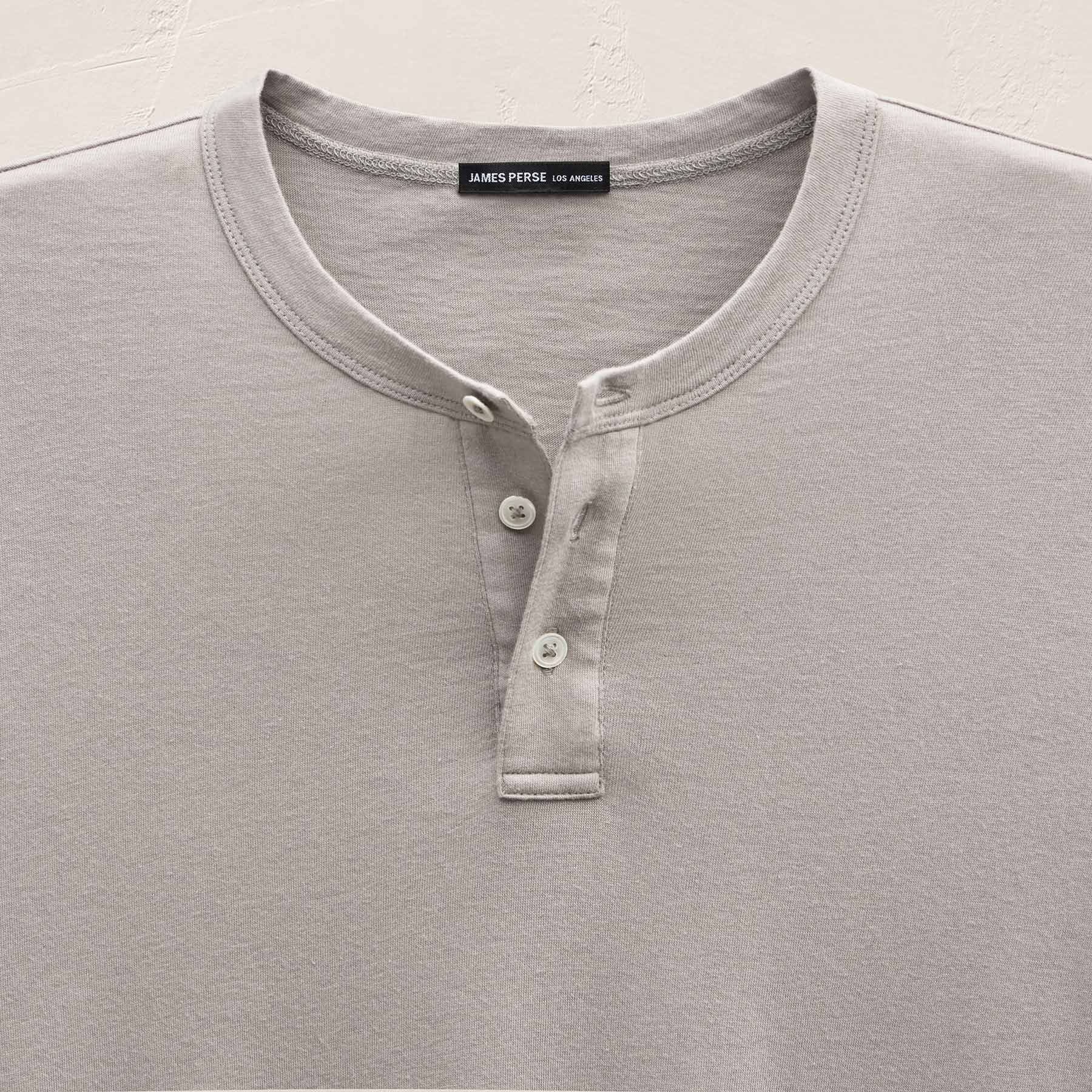 Cotton Cashmere Long Sleeve Henley in Fog | James Perse Los Angeles