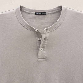 Cotton Cashmere Long Sleeve Henley in Fog | James Perse Los Angeles