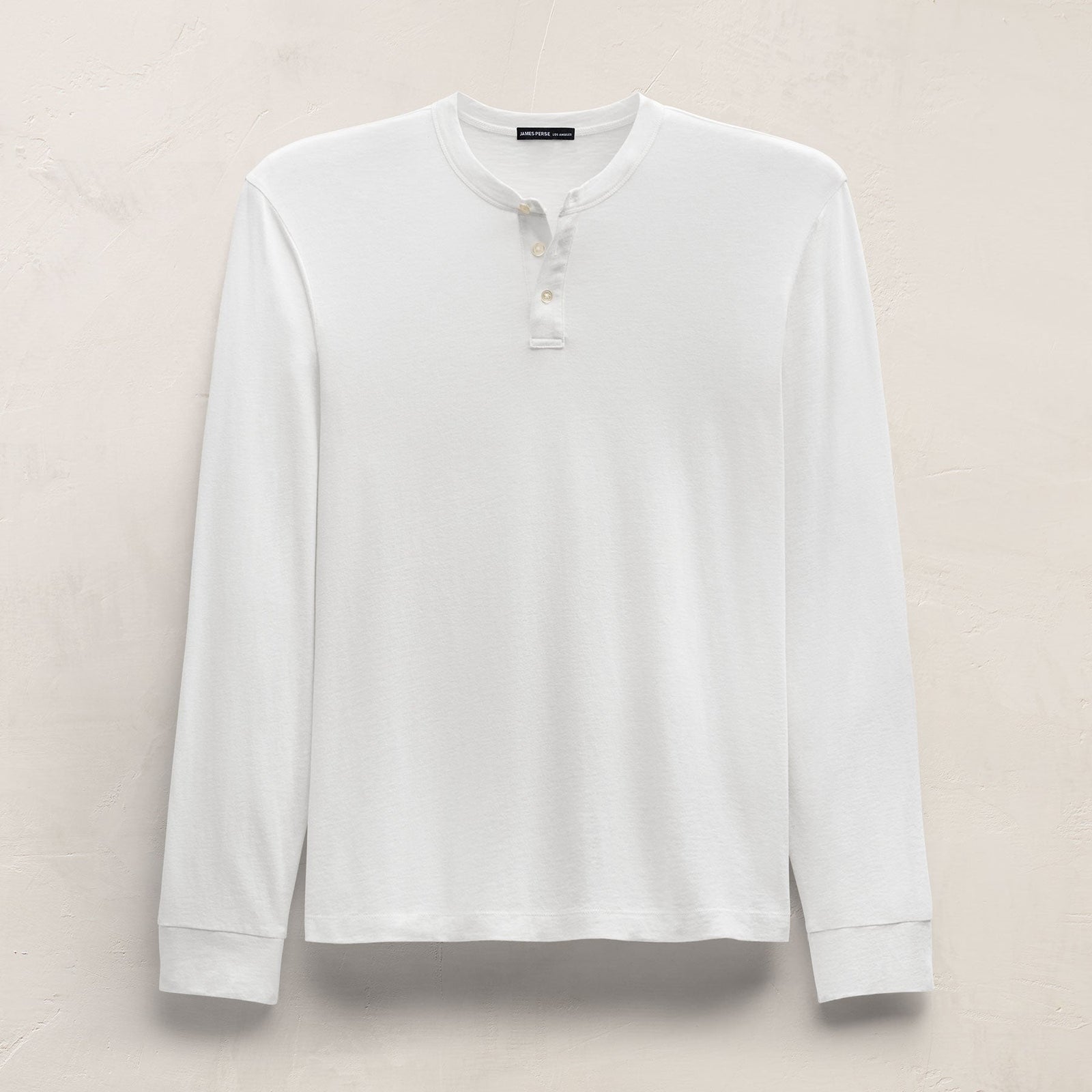 Cotton Cashmere Long Sleeve Henley in White | James Perse Los Angeles