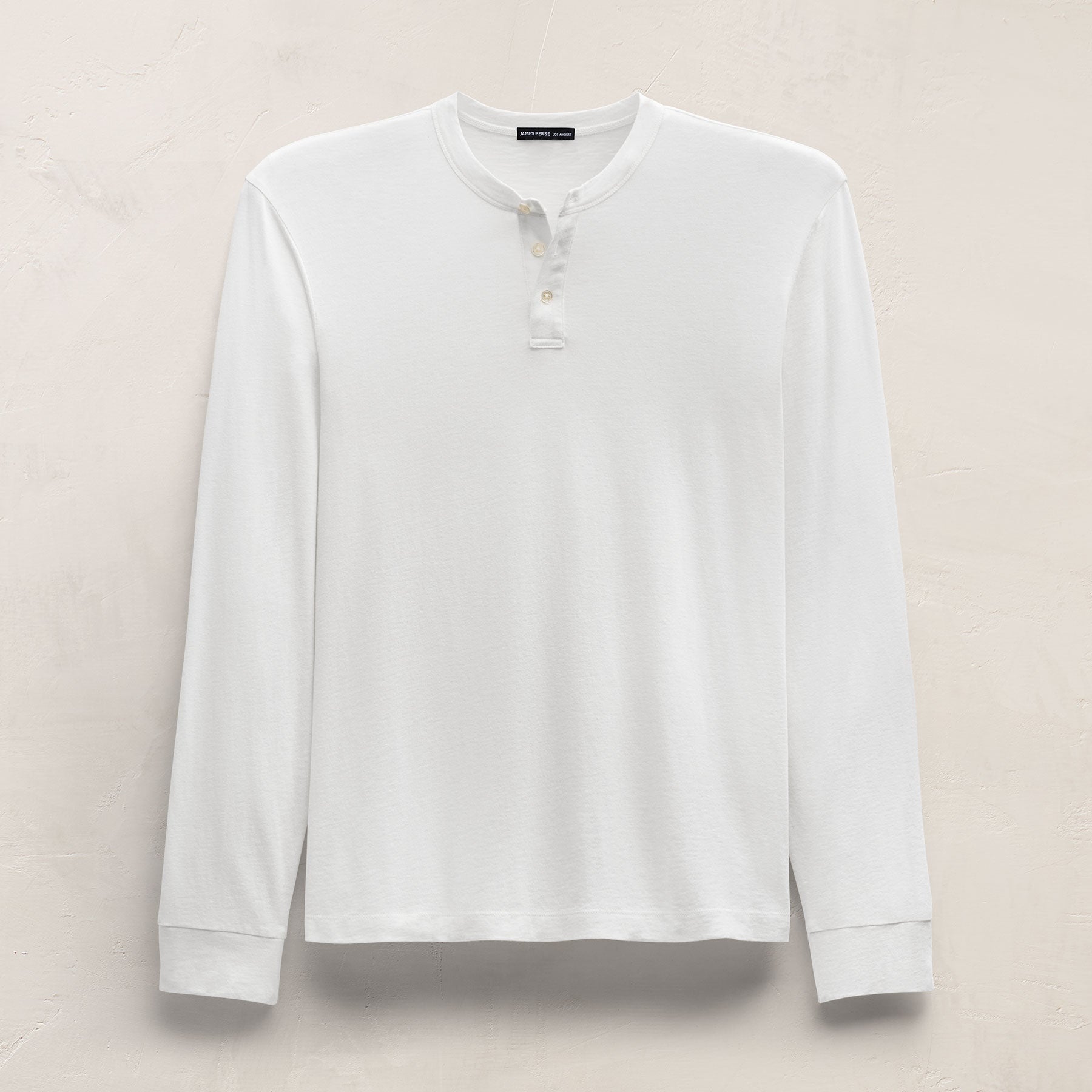 Cotton Cashmere Long Sleeve Henley in White | James Perse Los Angeles