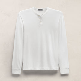 Cotton Cashmere Long Sleeve Henley in White | James Perse Los Angeles