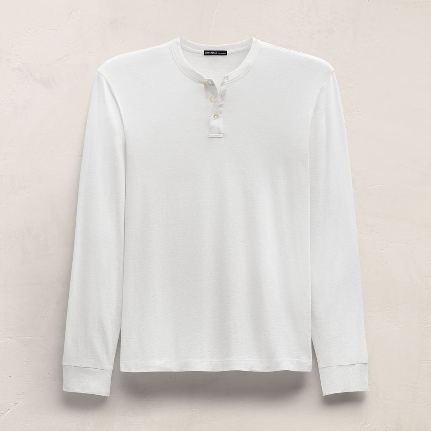 Cotton Cashmere Long Sleeve Henley in White | James Perse Los Angeles