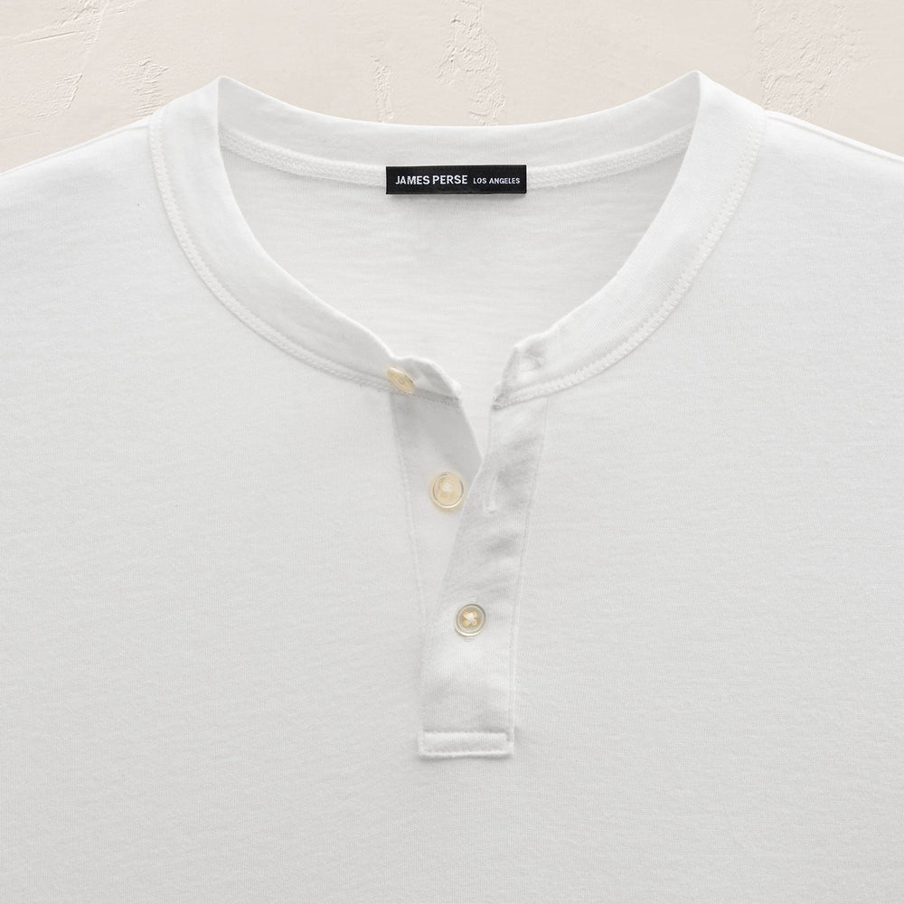 Cotton Cashmere Long Sleeve Henley in White | James Perse Los Angeles