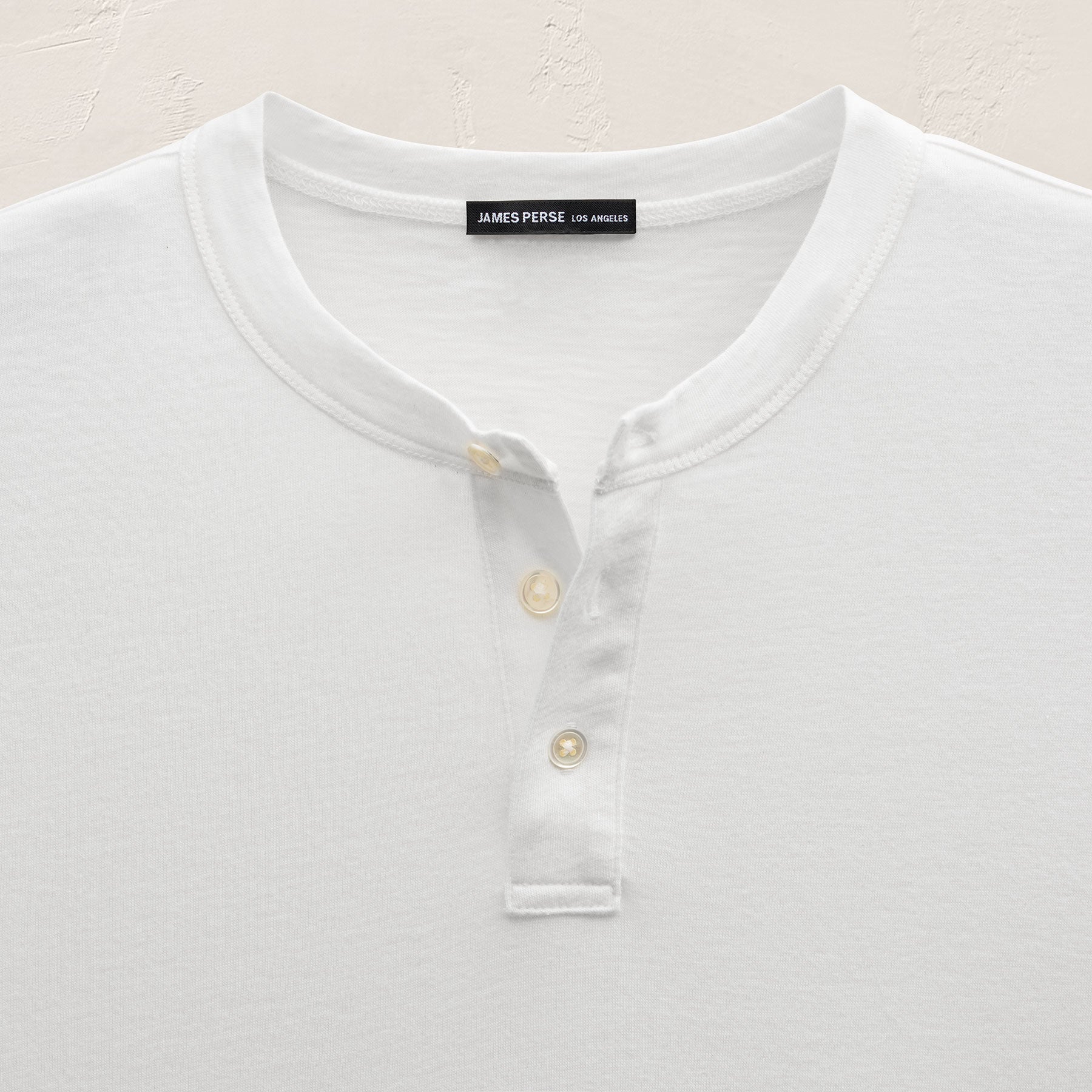 Cotton Cashmere Long Sleeve Henley in White | James Perse Los Angeles