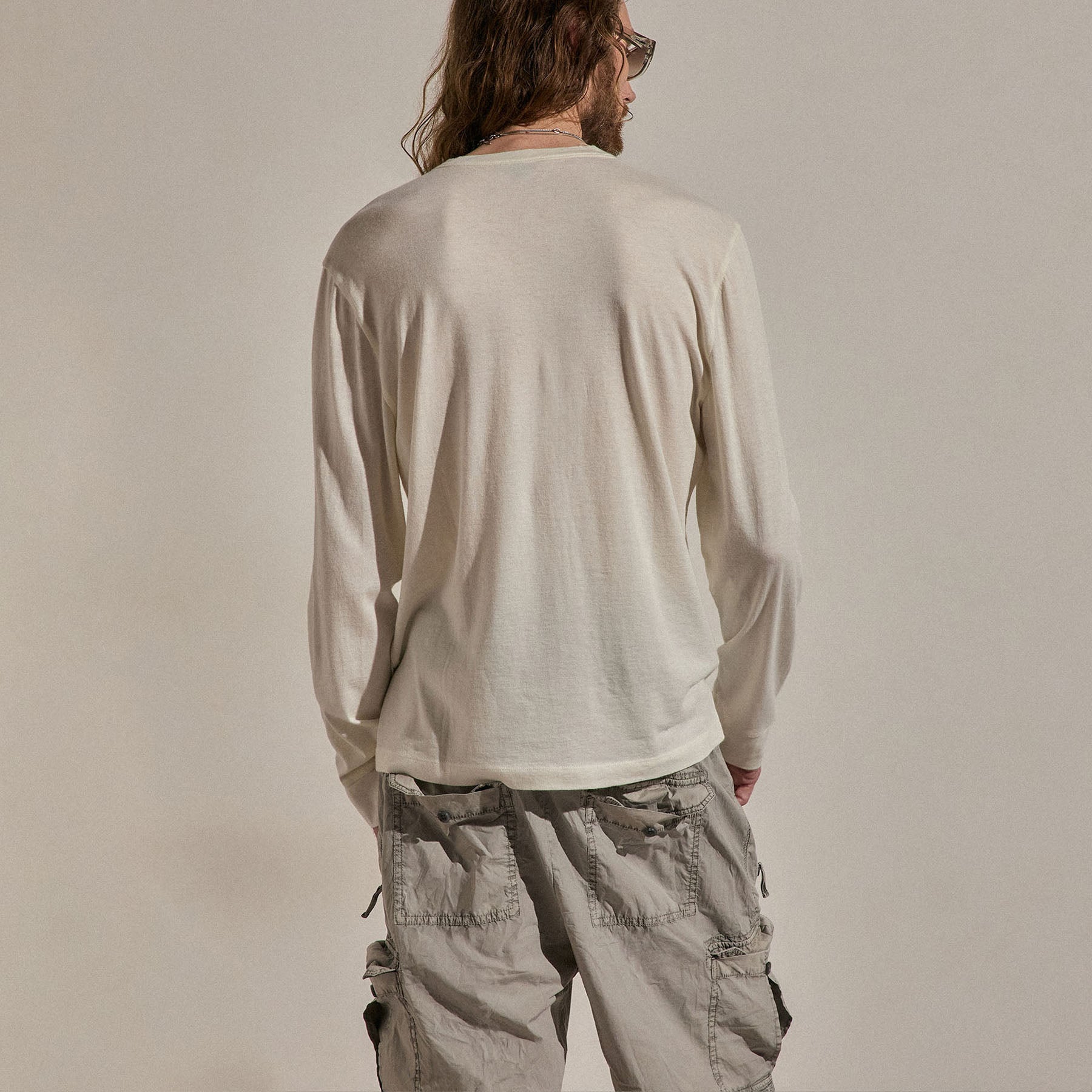 Cotton Cashmere Long Sleeve Henley in White | James Perse Los Angeles