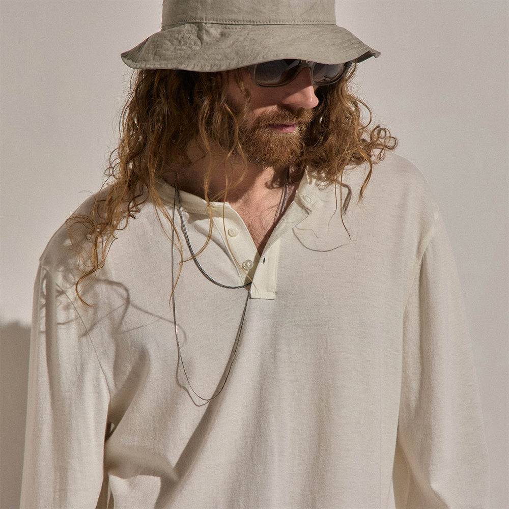 Cotton Cashmere Long Sleeve Henley in White | James Perse Los Angeles