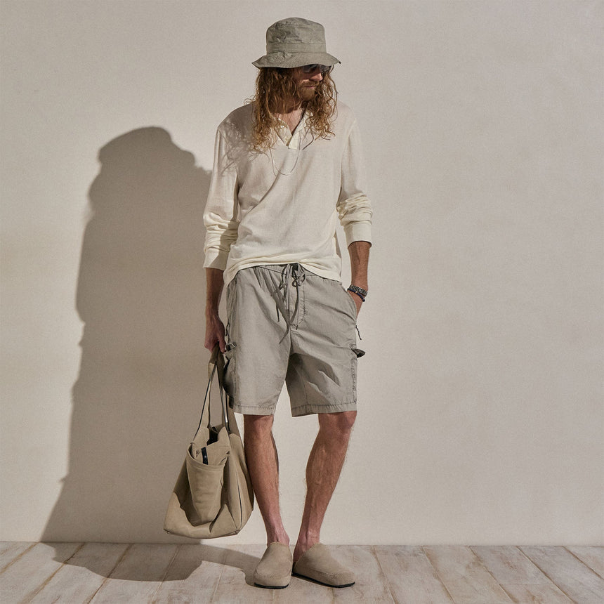 Cotton Cashmere Long Sleeve Henley in White | James Perse Los Angeles