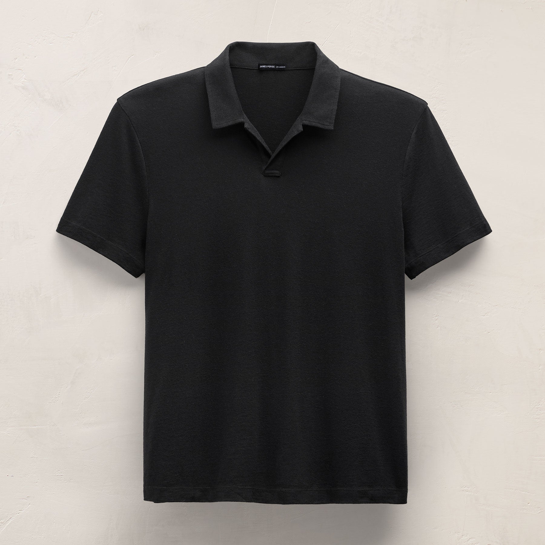 Cotton Cashmere Open Polo in Black | James Perse Los Angeles
