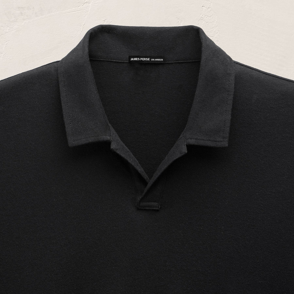 Cotton Cashmere Open Polo in Black | James Perse Los Angeles