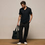 Cotton Cashmere Open Polo in Black | James Perse Los Angeles