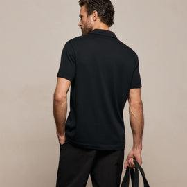 Cotton Cashmere Open Polo in Black | James Perse Los Angeles