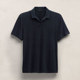 Cotton Cashmere Open Polo in Blue Noir | James Perse Los Angeles
