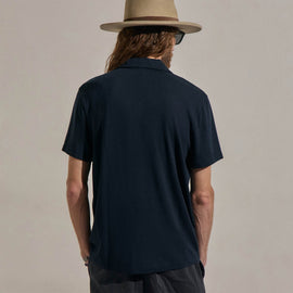 Cotton Cashmere Open Polo in Blue Noir | James Perse Los Angeles
