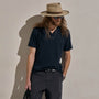 Cotton Cashmere Open Polo in Blue Noir | James Perse Los Angeles