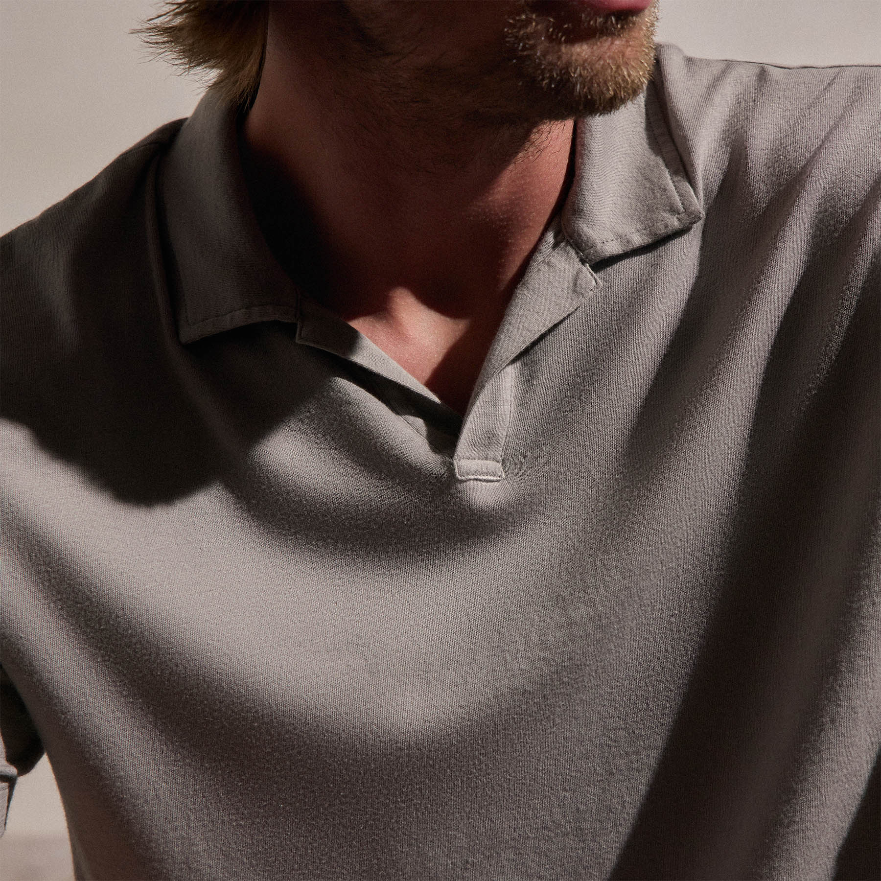 Cotton Cashmere Open Polo in Fog | James Perse Los Angeles