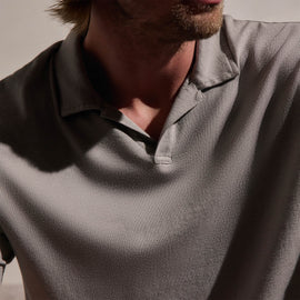 Cotton Cashmere Open Polo in Fog | James Perse Los Angeles