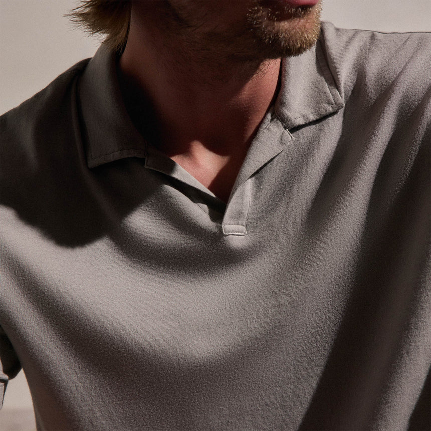 Cotton Cashmere Open Polo in Fog | James Perse Los Angeles