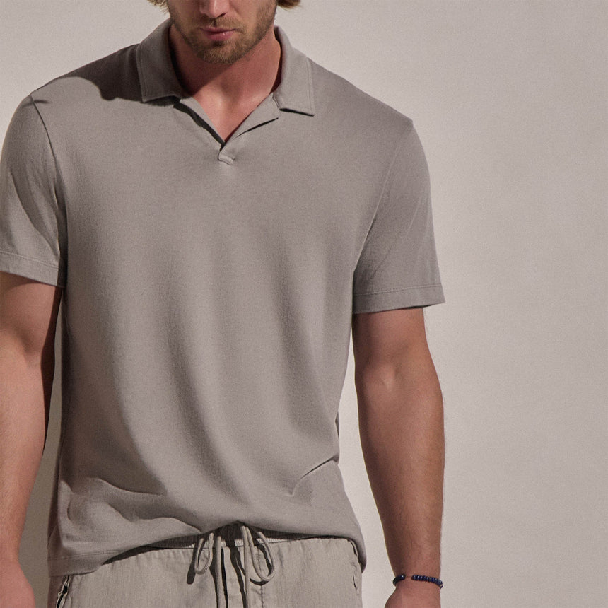 Cotton Cashmere Open Polo in Fog | James Perse Los Angeles