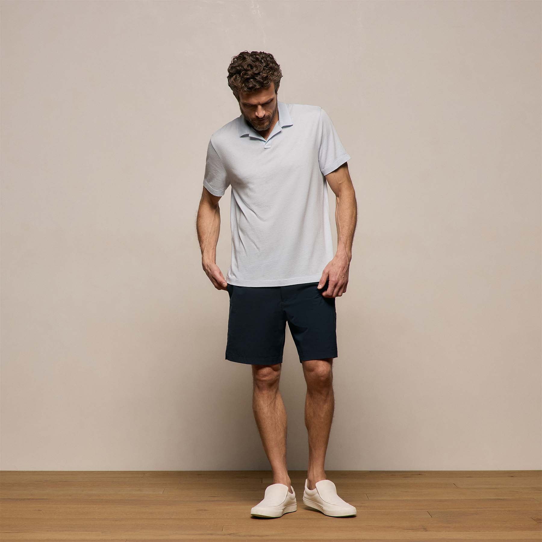 Cotton Cashmere Open Polo in Memory | James Perse Los Angeles