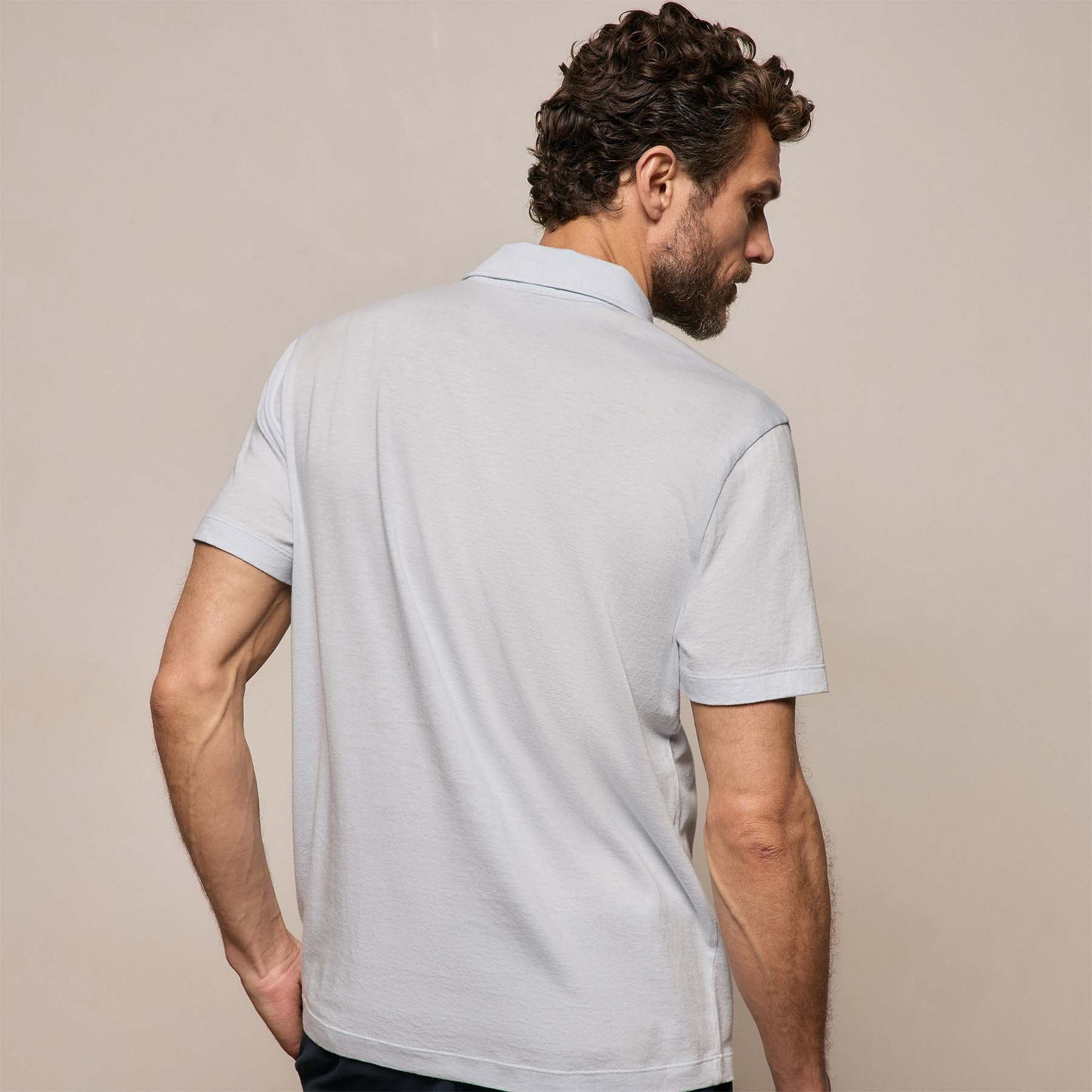 Cotton Cashmere Open Polo in Memory | James Perse Los Angeles