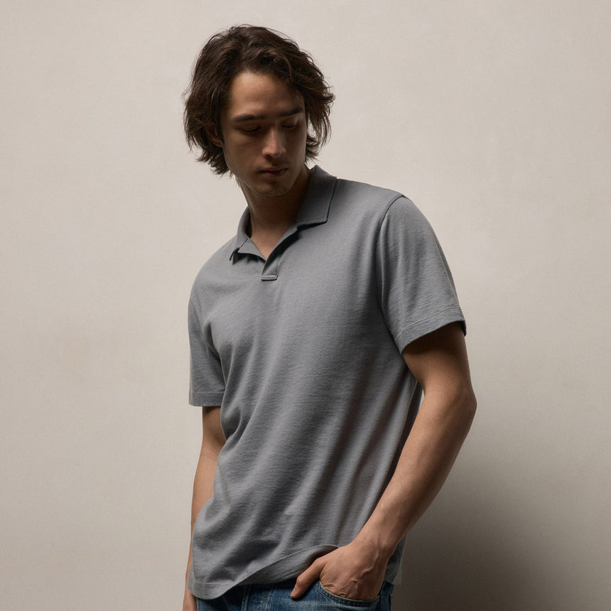 Cotton Cashmere Open Polo in Ore | James Perse Los Angeles