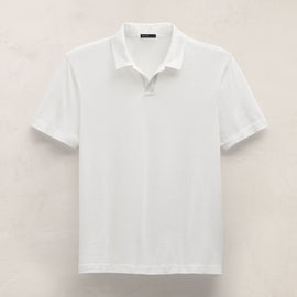 Cotton Cashmere Open Polo in White | James Perse Los Angeles