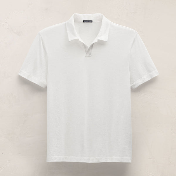 Cotton Cashmere Open Polo in White | James Perse Los Angeles