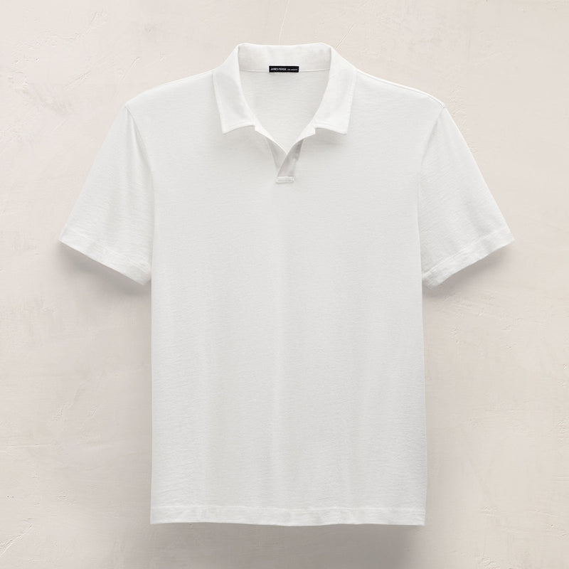 Cotton Cashmere Open Polo in White | James Perse Los Angeles