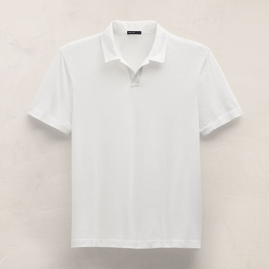 Cotton Cashmere Open Polo in White | James Perse Los Angeles