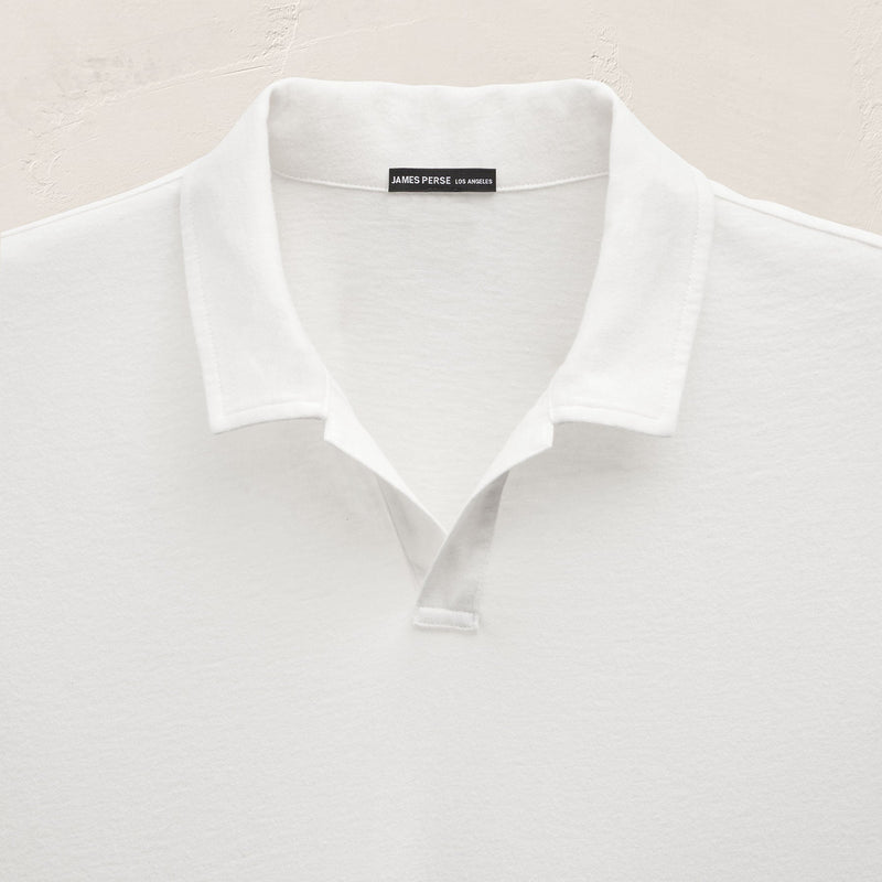 Cotton Cashmere Open Polo in White | James Perse Los Angeles