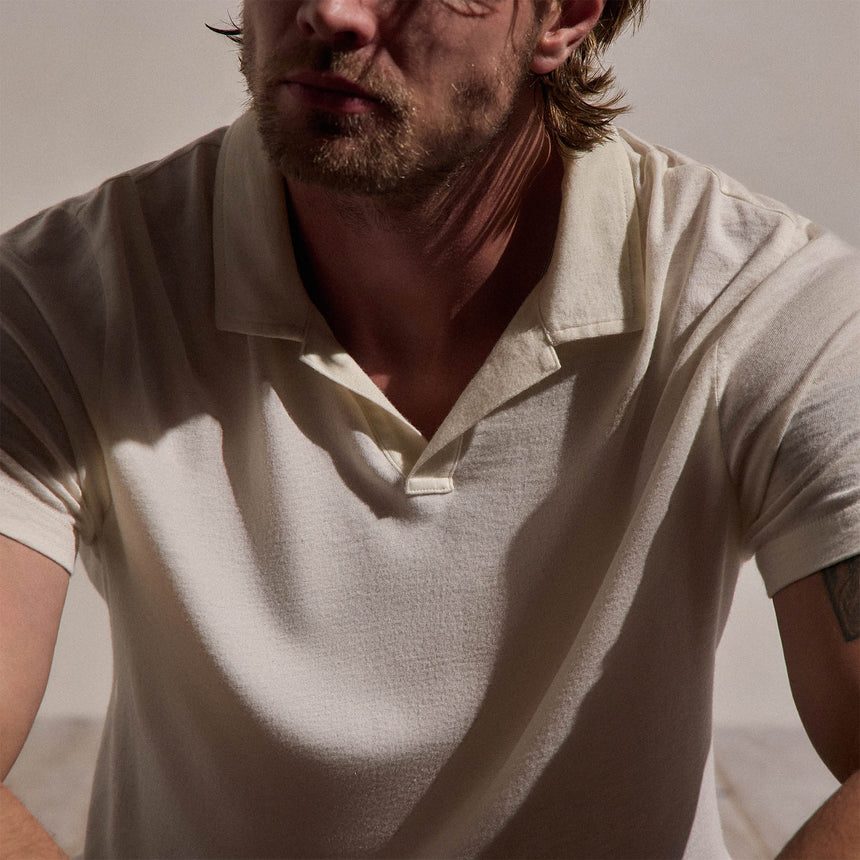 Cotton Cashmere Open Polo in White | James Perse Los Angeles