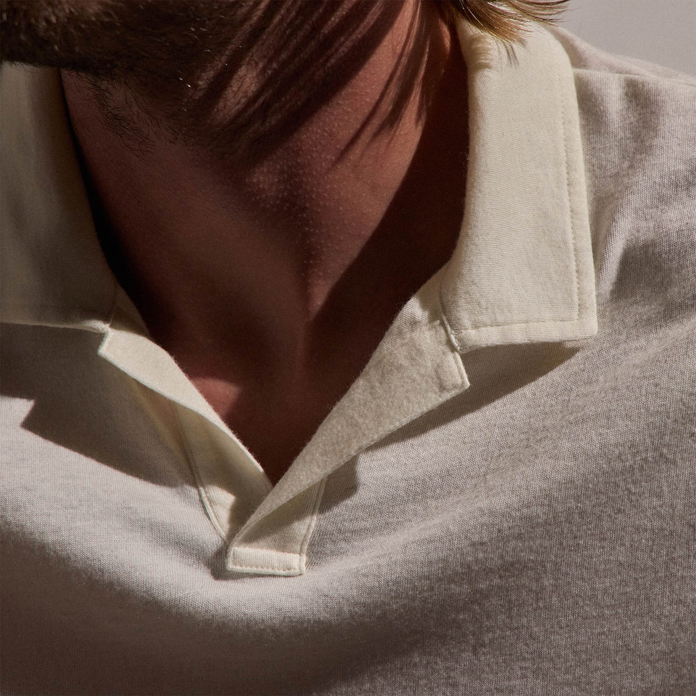 Cotton Cashmere Open Polo in White | James Perse Los Angeles
