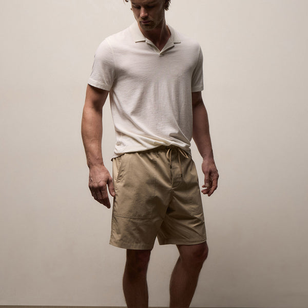 Cotton Cashmere Open Polo in White | James Perse Los Angeles