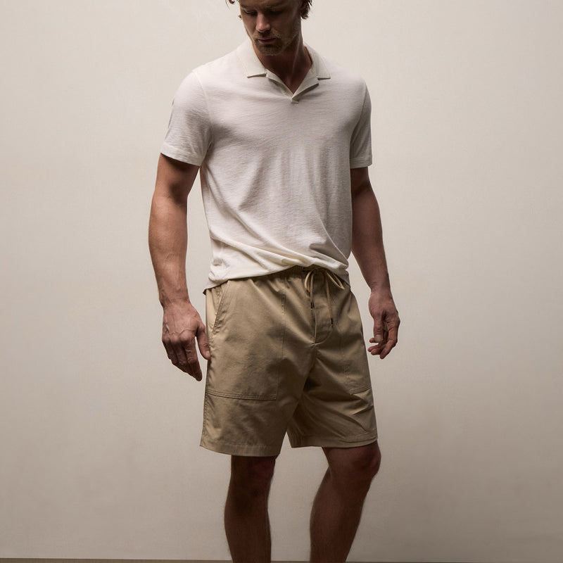 Cotton Cashmere Open Polo in White | James Perse Los Angeles