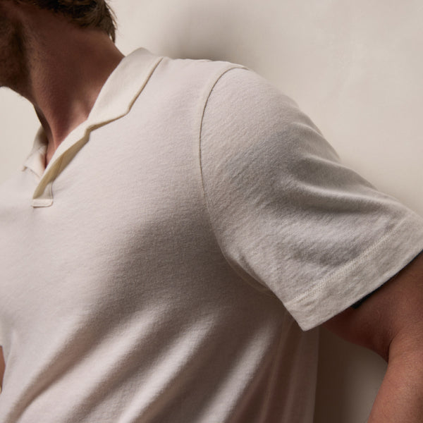 Cotton Cashmere Open Polo in White | James Perse Los Angeles