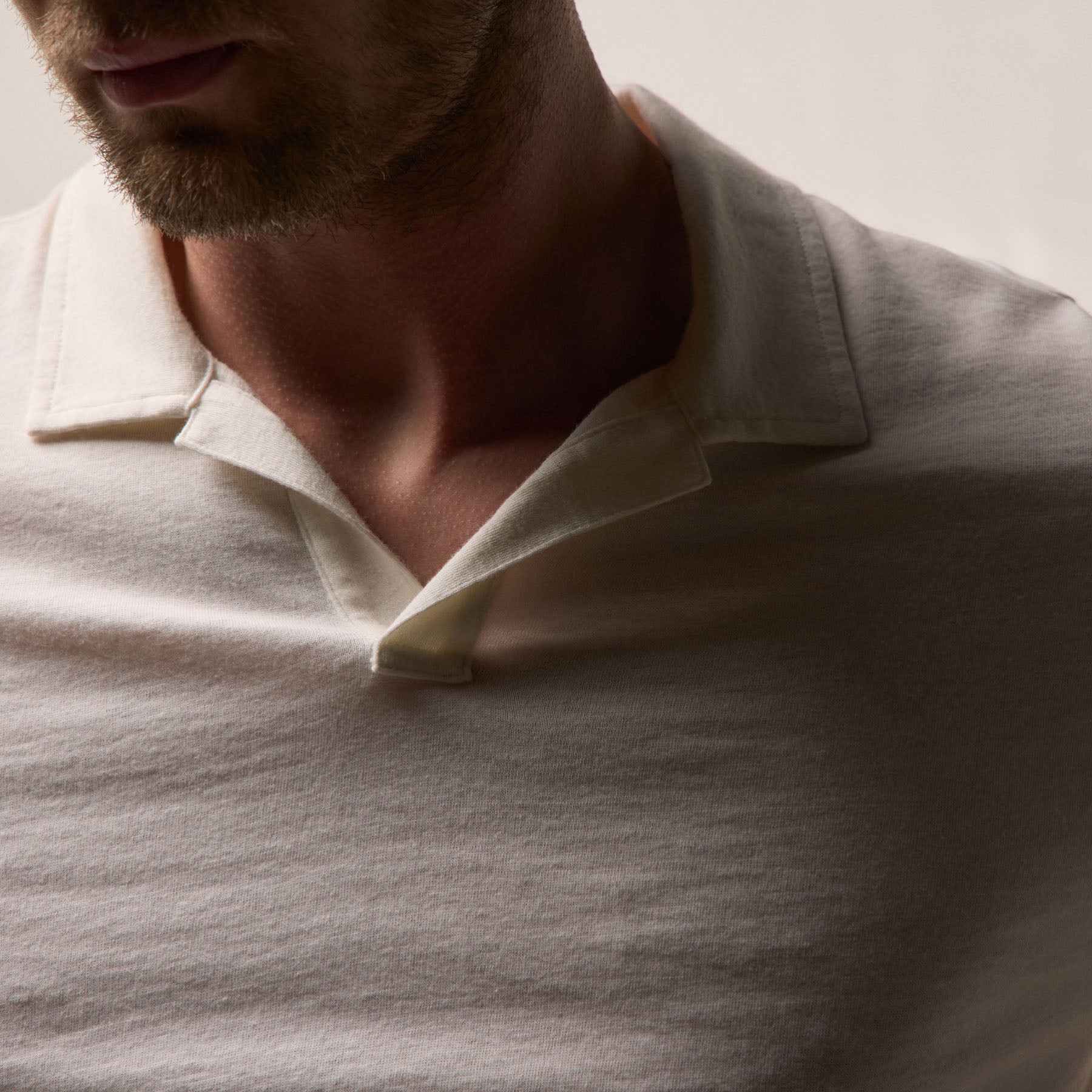 Cotton Cashmere Open Polo in White | James Perse Los Angeles