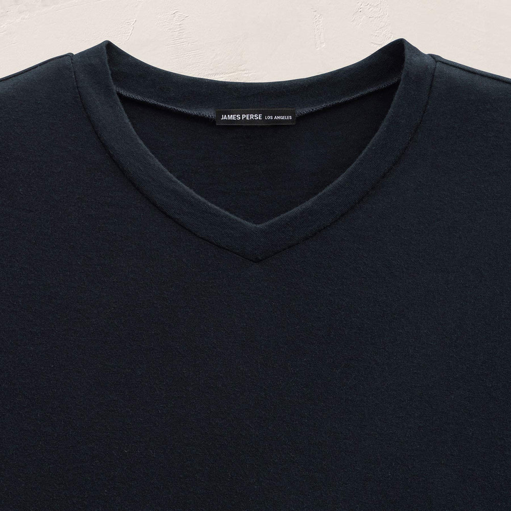 Cotton Cashmere Short Sleeve V Neck in Blue Noir | James Perse Los Angeles