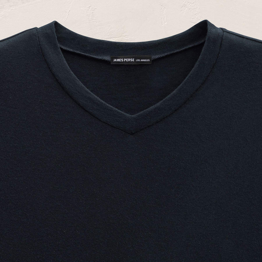 Cotton Cashmere Short Sleeve V Neck in Blue Noir | James Perse Los Angeles
