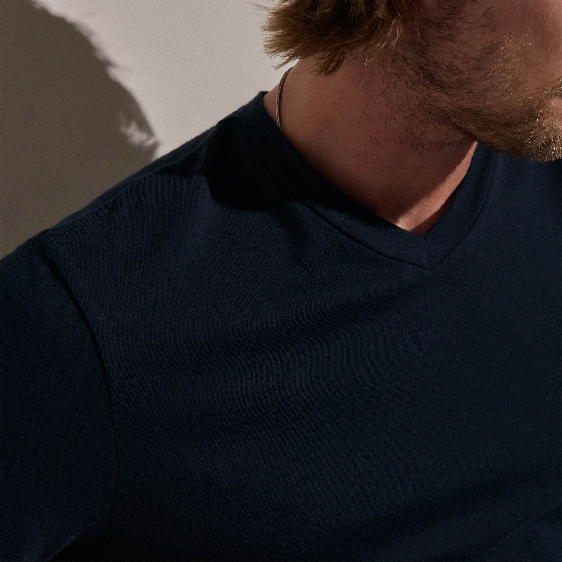 Cotton Cashmere Short Sleeve V Neck in Blue Noir | James Perse Los Angeles
