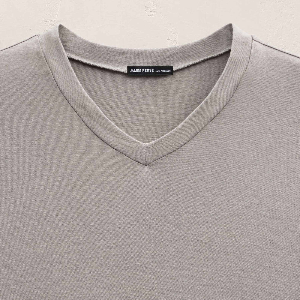 Cotton Cashmere Short Sleeve V Neck in Fog | James Perse Los Angeles