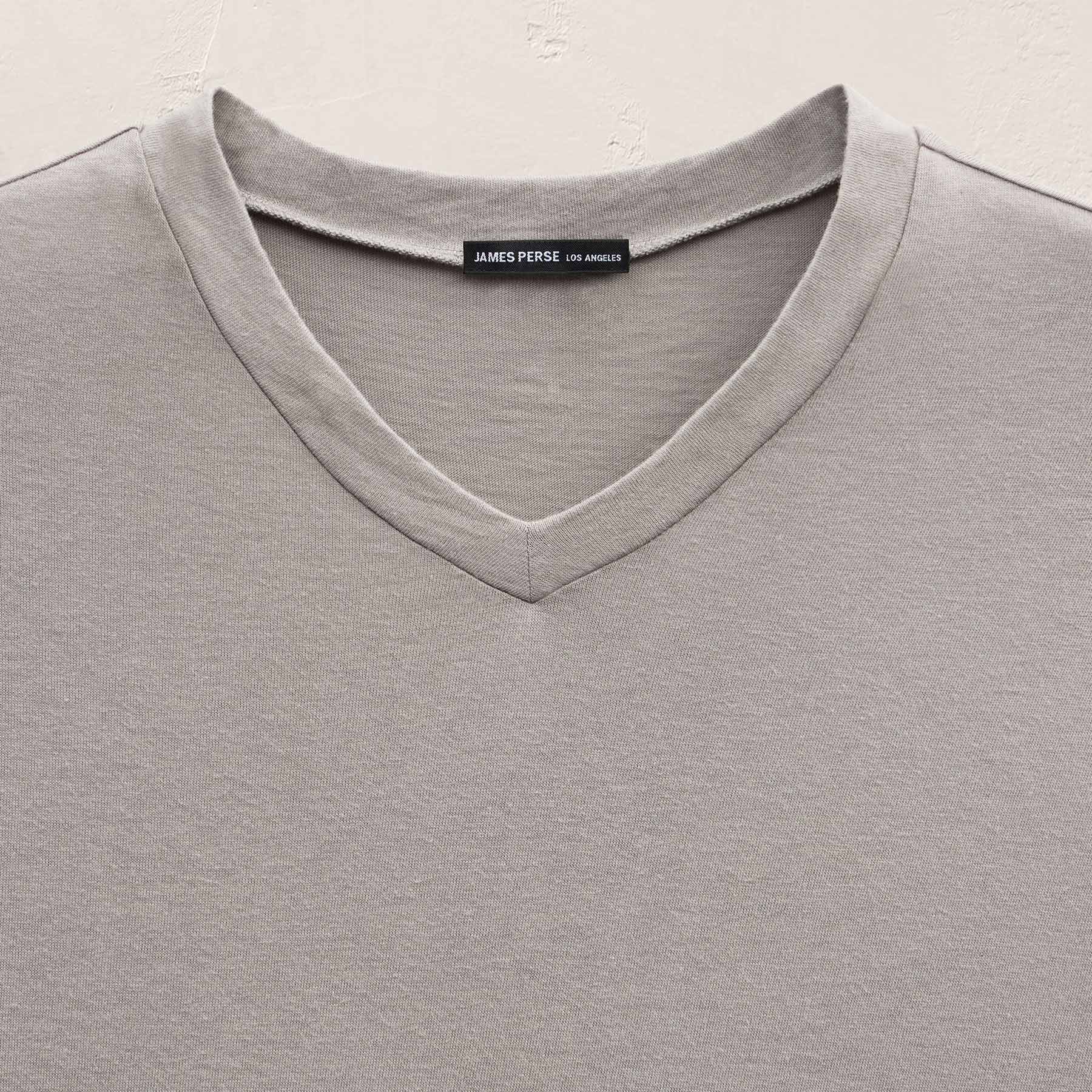 Cotton Cashmere Short Sleeve V Neck in Fog | James Perse Los Angeles