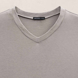 Cotton Cashmere Short Sleeve V Neck in Fog | James Perse Los Angeles