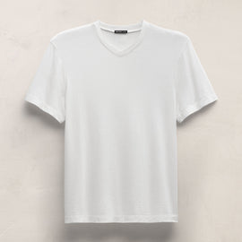 Cotton Cashmere Short Sleeve V Neck in White | James Perse Los Angeles