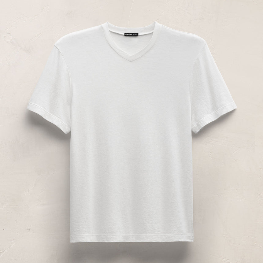 Cotton Cashmere Short Sleeve V Neck in White | James Perse Los Angeles