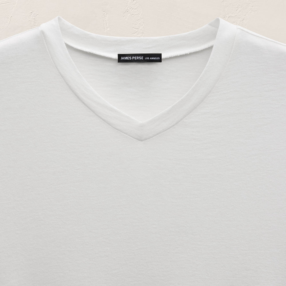 Cotton Cashmere Short Sleeve V Neck in White | James Perse Los Angeles