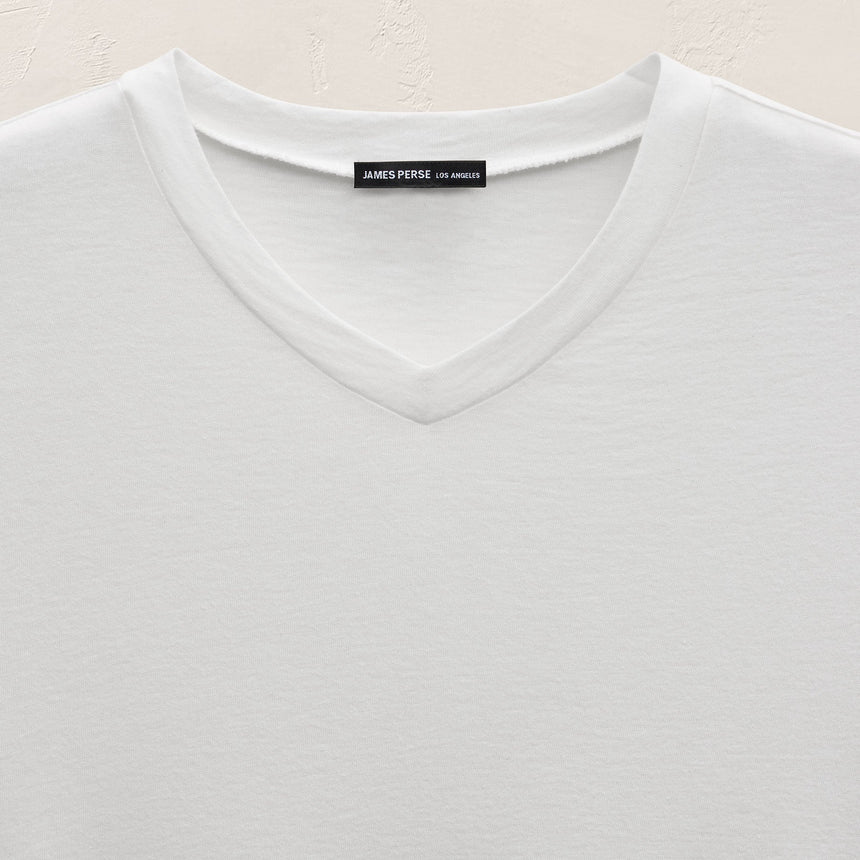 Cotton Cashmere Short Sleeve V Neck in White | James Perse Los Angeles